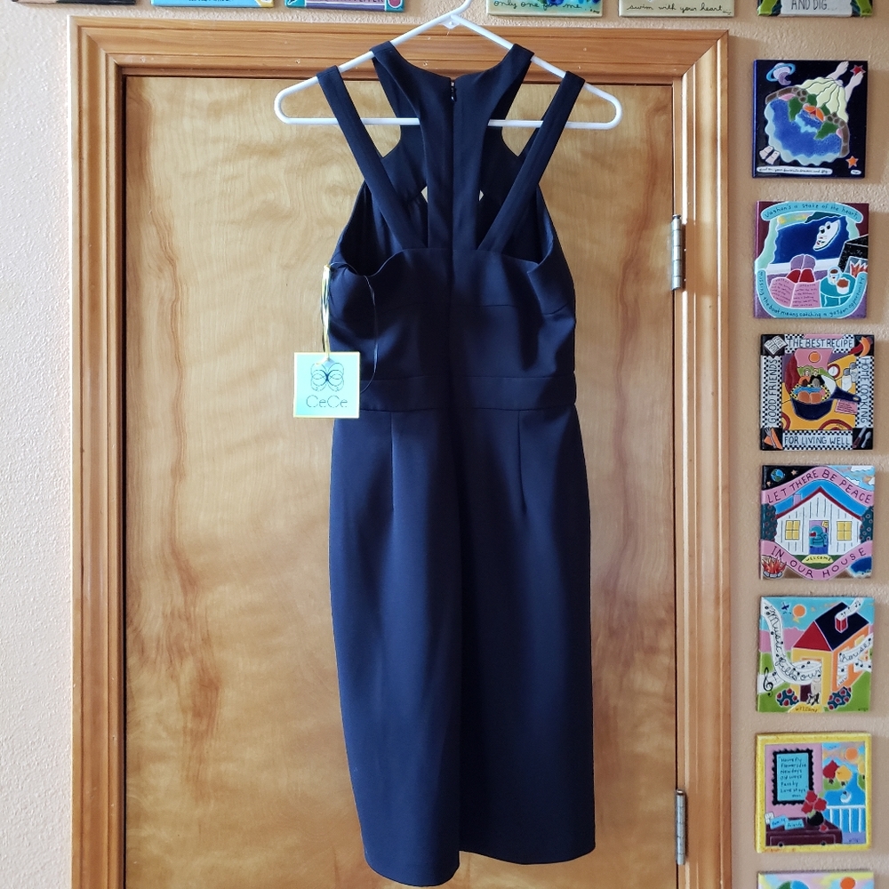 NWT Cece black strappy criss cross cut out cocktail dress size  4 - Picture 4 of 9